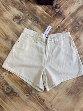 The Drop High-Rise Cream Denim Shorts